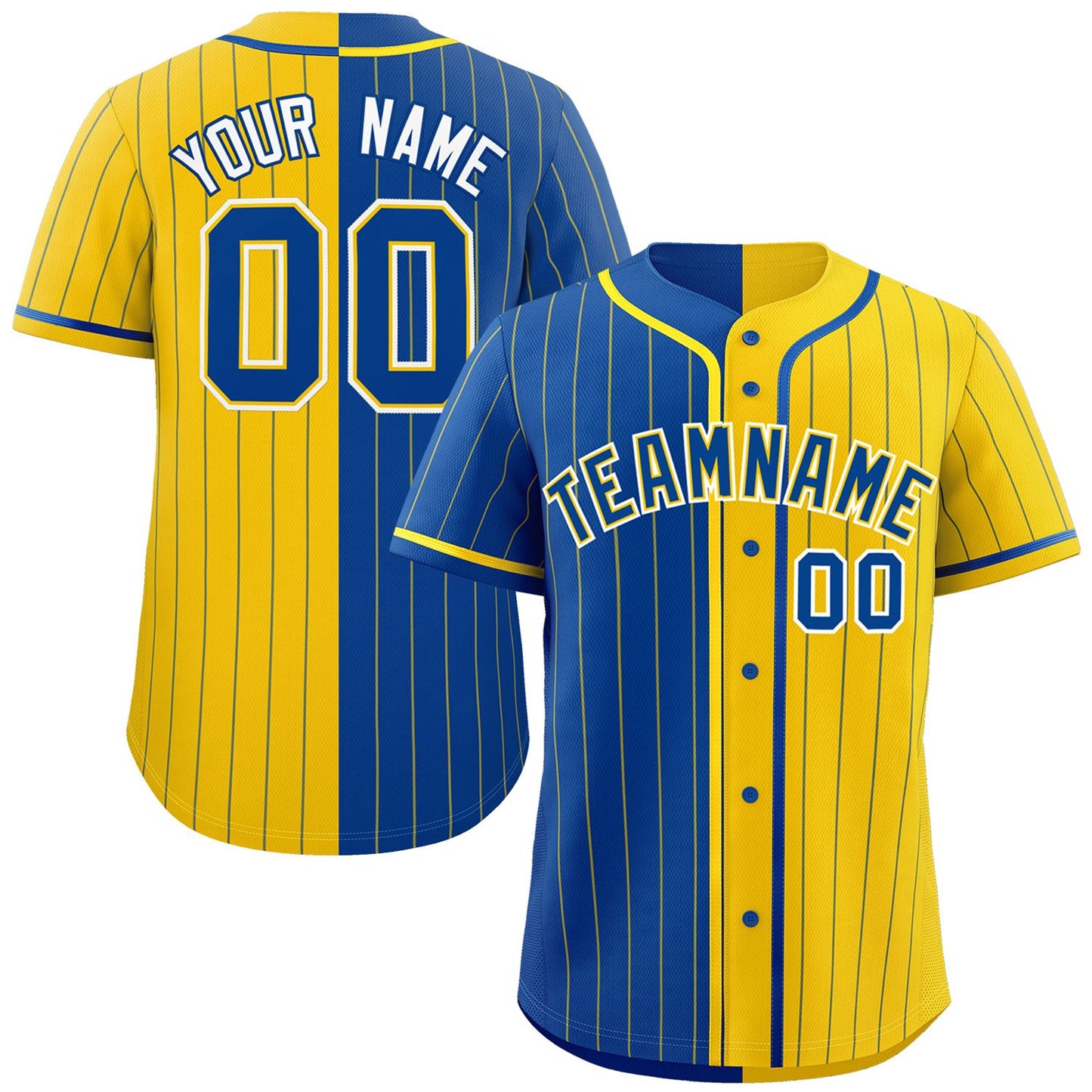 Custom Royal Gold Two Tone Striped Fashion Authentic Baseball Jersey