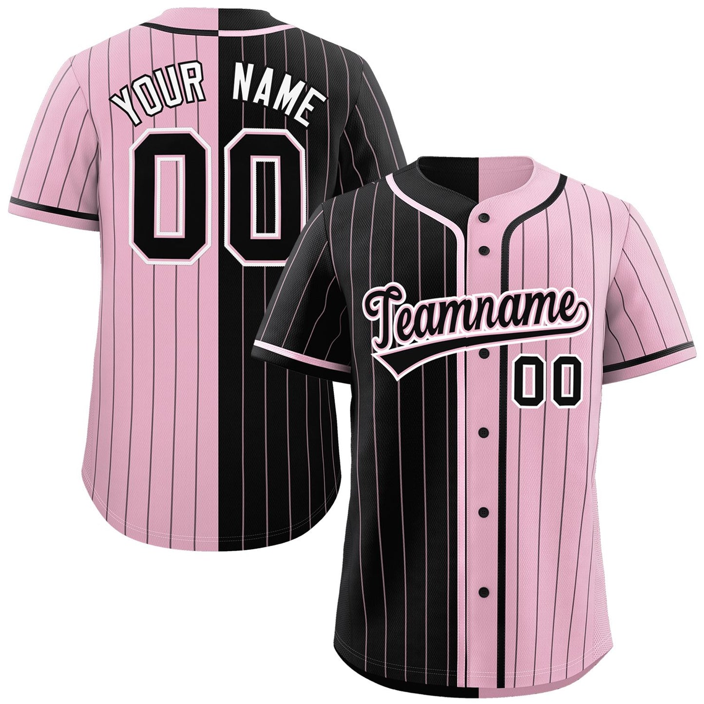 Custom Black Light Pink Two Tone Striped Fashion Authentic Baseball Jersey