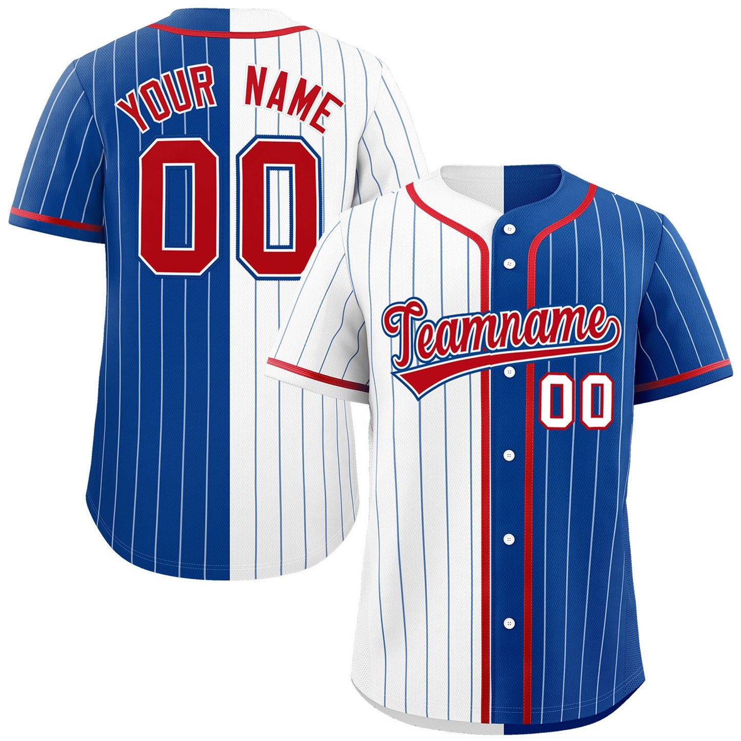 Custom White Royal Two Tone Striped Fashion Authentic Baseball Jersey