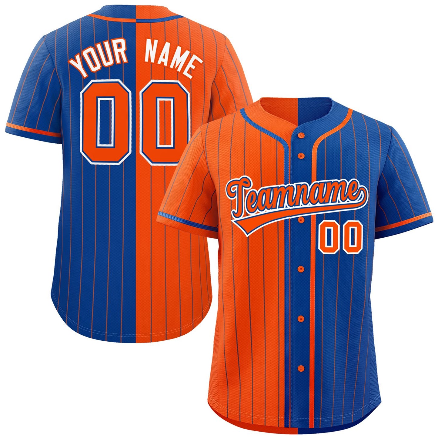 Custom Orange Royal Two Tone Striped Fashion Authentic Baseball Jersey