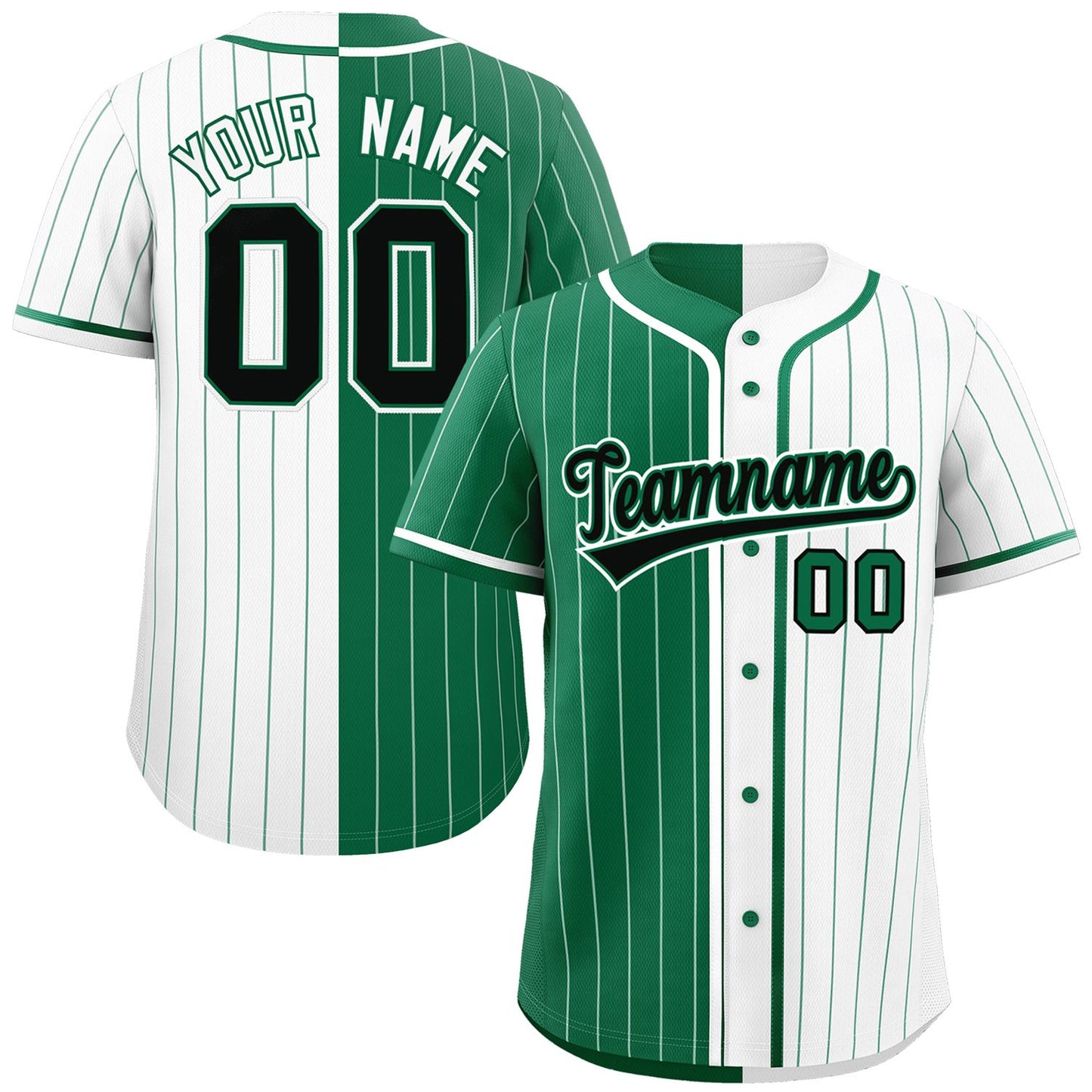 Custom Kelly Green White Two Tone Striped Fashion Authentic Baseball Jersey