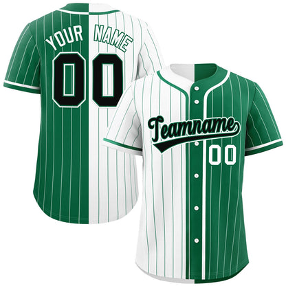 Custom White Kelly Green Two Tone Striped Fashion Authentic Baseball Jersey