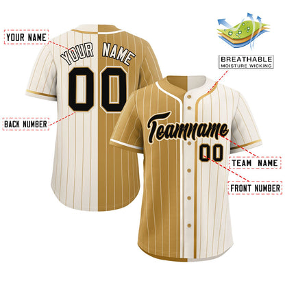 Custom Old Gold Cream Two Tone Striped Fashion Authentic Baseball Jersey