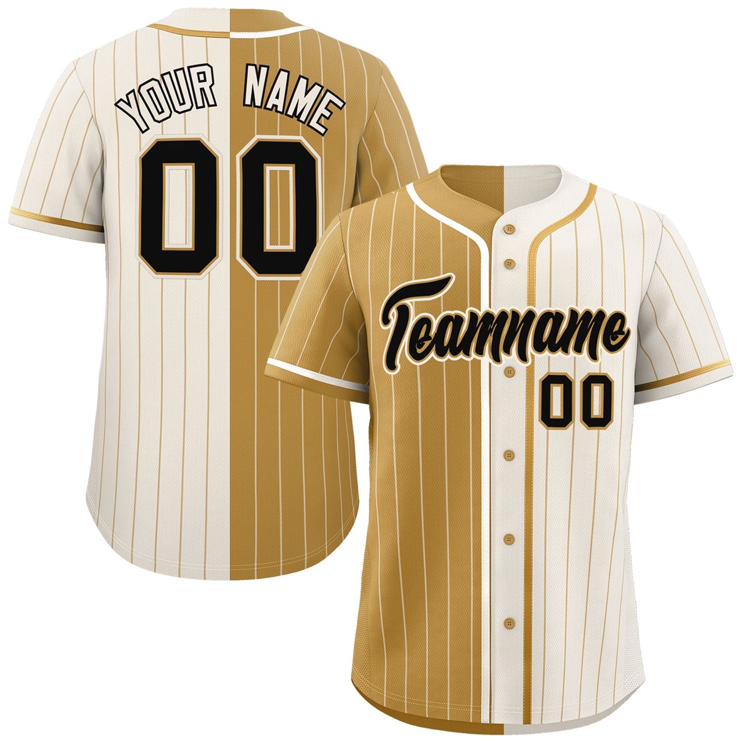 Custom Old Gold Cream Two Tone Striped Fashion Authentic Baseball Jersey