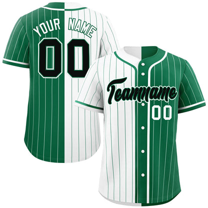 Custom White Kelly Green Two Tone Striped Fashion Authentic Baseball Jersey