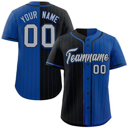 Custom Black Royal Two Tone Striped Fashion Authentic Baseball Jersey