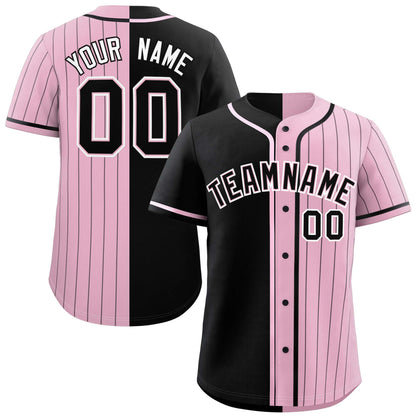 Custom Black Light Pink Stripe-Solid Combo Fashion Authentic Baseball Jersey