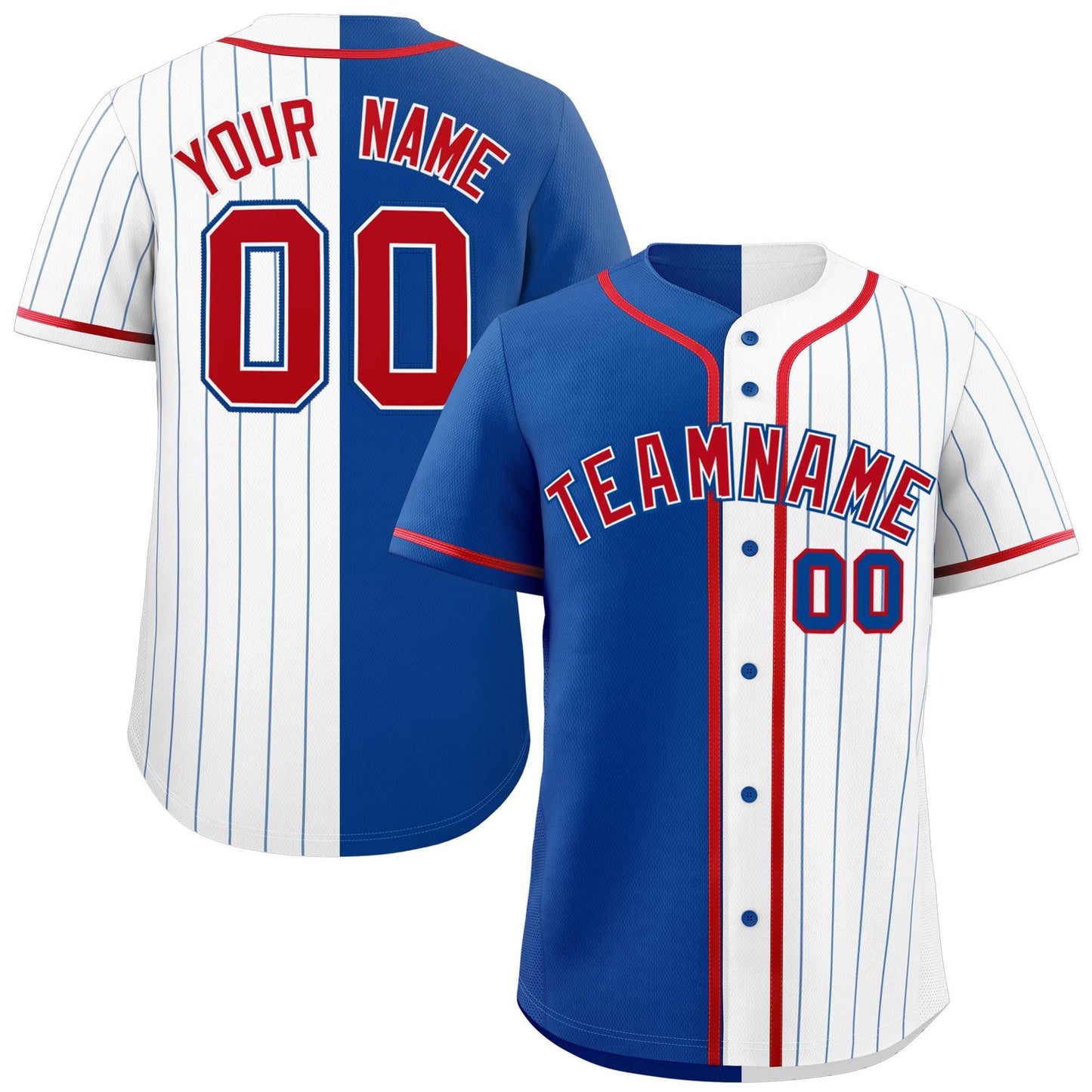 Custom Royal White Stripe-Solid Combo Fashion Authentic Baseball Jersey