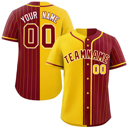 Custom Gold Crimson Stripe-Solid Combo Fashion Authentic Baseball Jersey