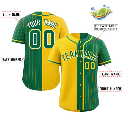 Custom Gold Kelly Green Stripe-Solid Combo Fashion Authentic Baseball Jersey