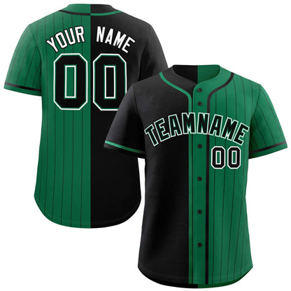 Custom Black Kelly Green Stripe-Solid Combo Fashion Authentic Baseball Jersey