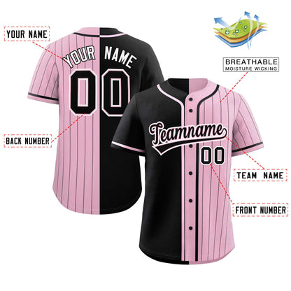 Custom Black Light Pink Stripe-Solid Combo Fashion Authentic Baseball Jersey