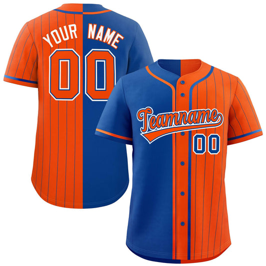 Custom Royal Orange Stripe-Solid Combo Fashion Authentic Baseball Jersey