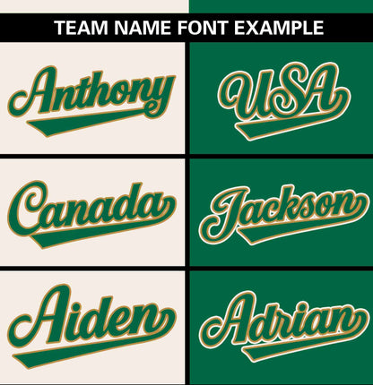 Custom Cream Kelly Green Stripe-Solid Combo Fashion Authentic Baseball Jersey