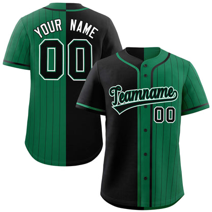 Custom Black Kelly Green Stripe-Solid Combo Fashion Authentic Baseball Jersey