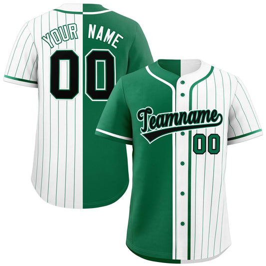 Custom Kelly Green White Stripe-Solid Combo Fashion Authentic Baseball Jersey