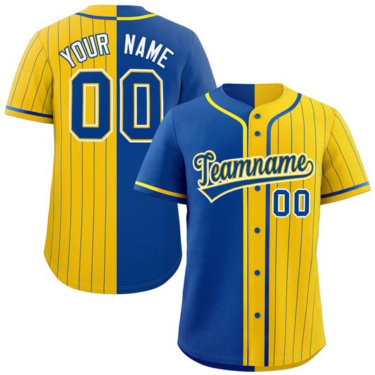 Custom Royal Gold Stripe-Solid Combo Fashion Authentic Baseball Jersey