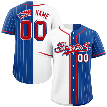 Custom White Royal Stripe-Solid Combo Fashion Authentic Baseball Jersey