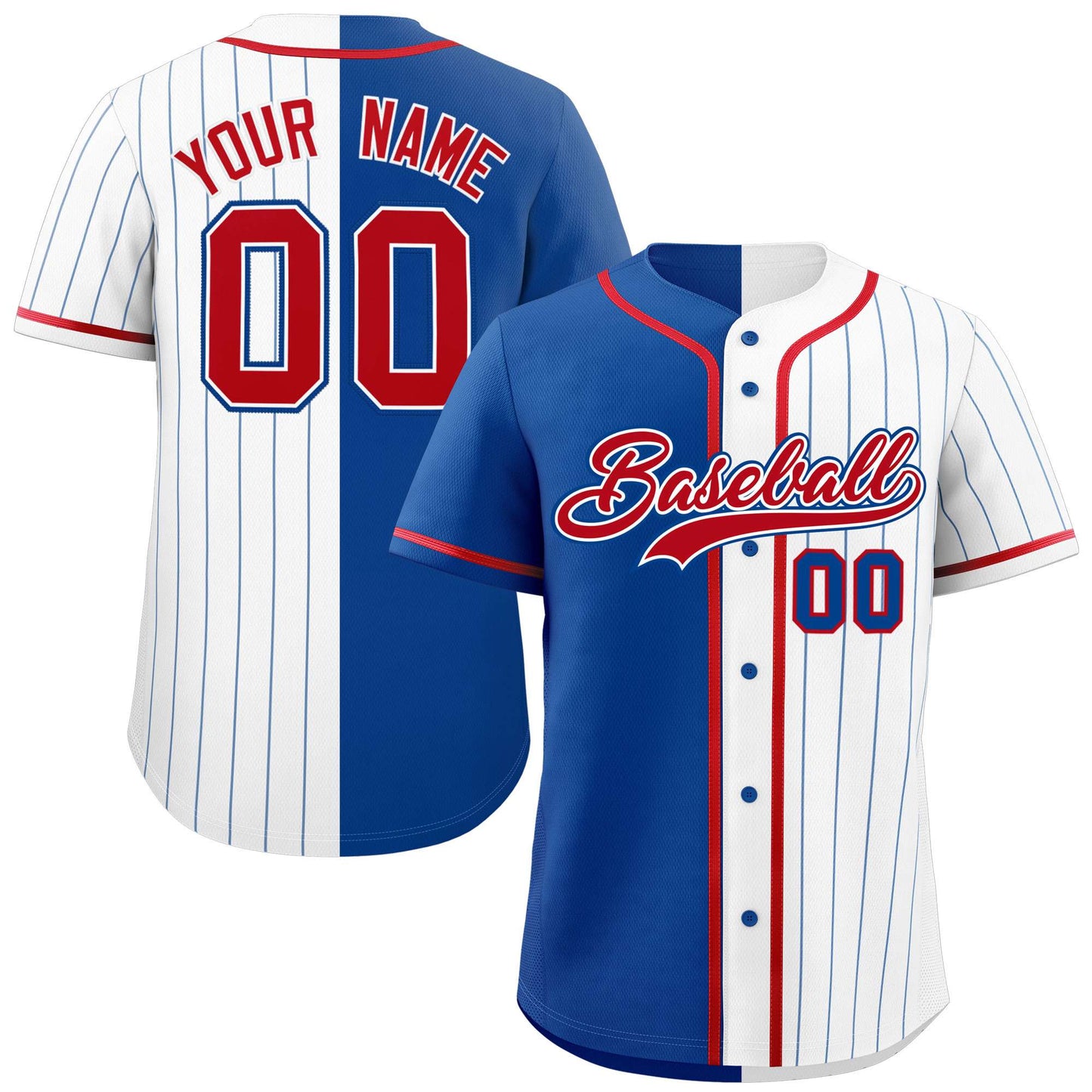 Custom Royal White Stripe-Solid Combo Fashion Authentic Baseball Jersey