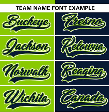 Custom Neon Green Navy Stripe-Solid Combo Fashion Authentic Baseball Jersey