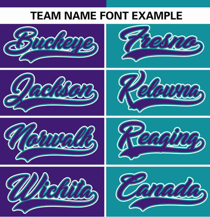 Custom Purple Teal Stripe-Solid Combo Fashion Authentic Baseball Jersey