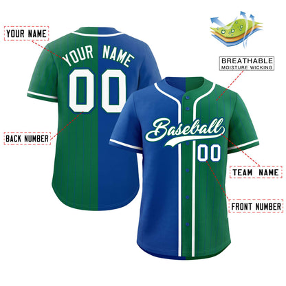 Custom Royal Kelly Green Stripe-Solid Combo Fashion Authentic Baseball Jersey