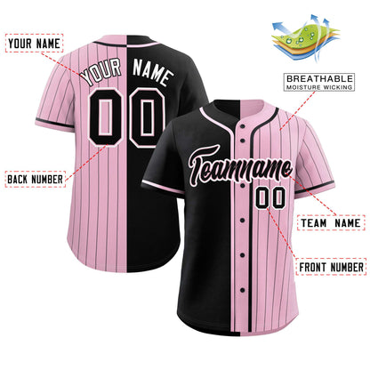 Custom Black Light Pink Stripe-Solid Combo Fashion Authentic Baseball Jersey