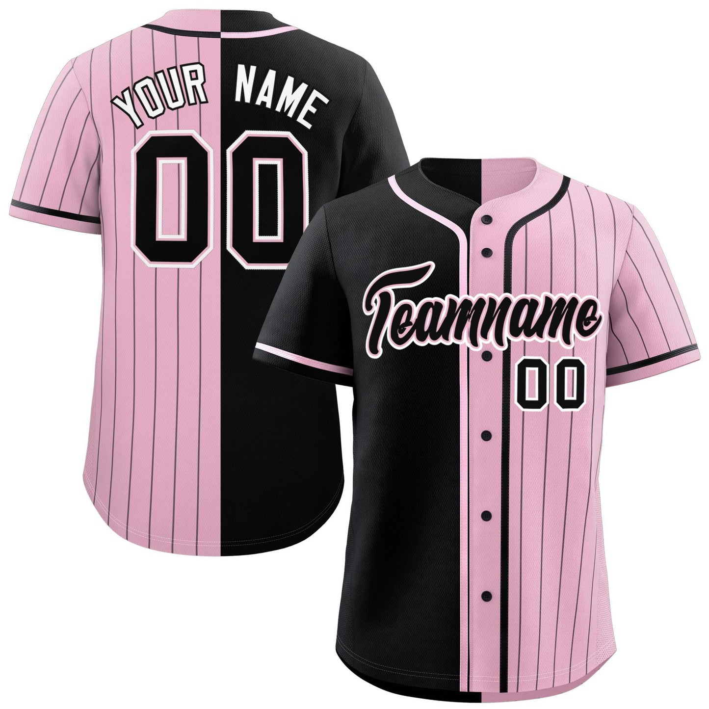 Custom Black Light Pink Stripe-Solid Combo Fashion Authentic Baseball Jersey