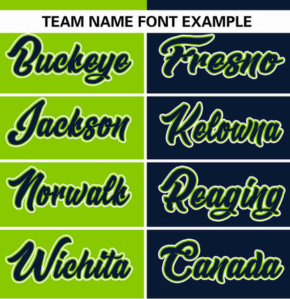 Custom Neon Green Navy Stripe-Solid Combo Fashion Authentic Baseball Jersey