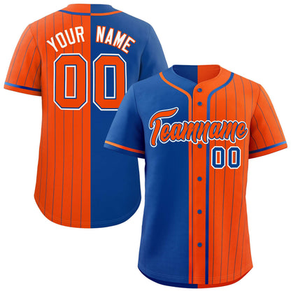 Custom Royal Orange Stripe-Solid Combo Fashion Authentic Baseball Jersey