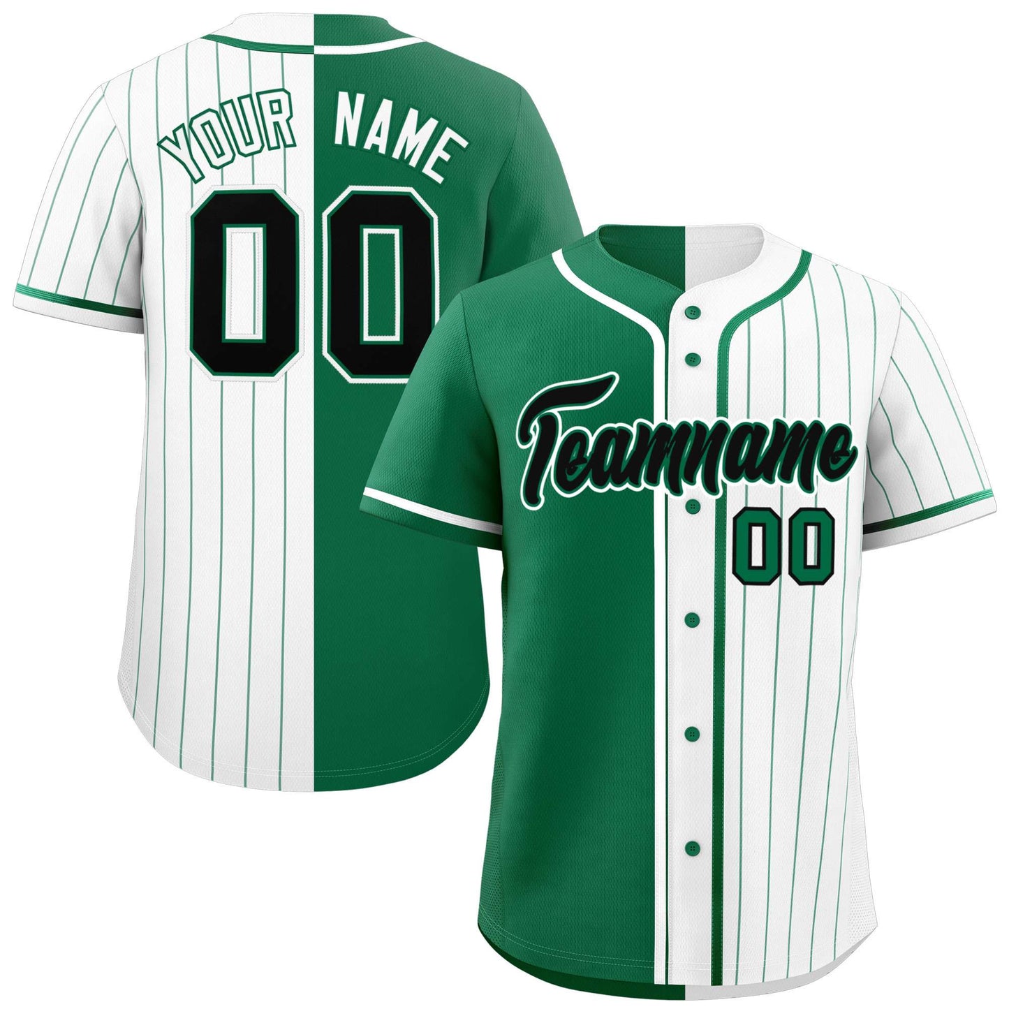 Custom Kelly Green White Stripe-Solid Combo Fashion Authentic Baseball Jersey