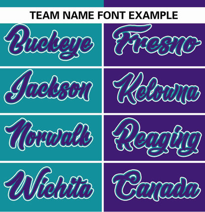 Custom Teal Purple Stripe-Solid Combo Fashion Authentic Baseball Jersey