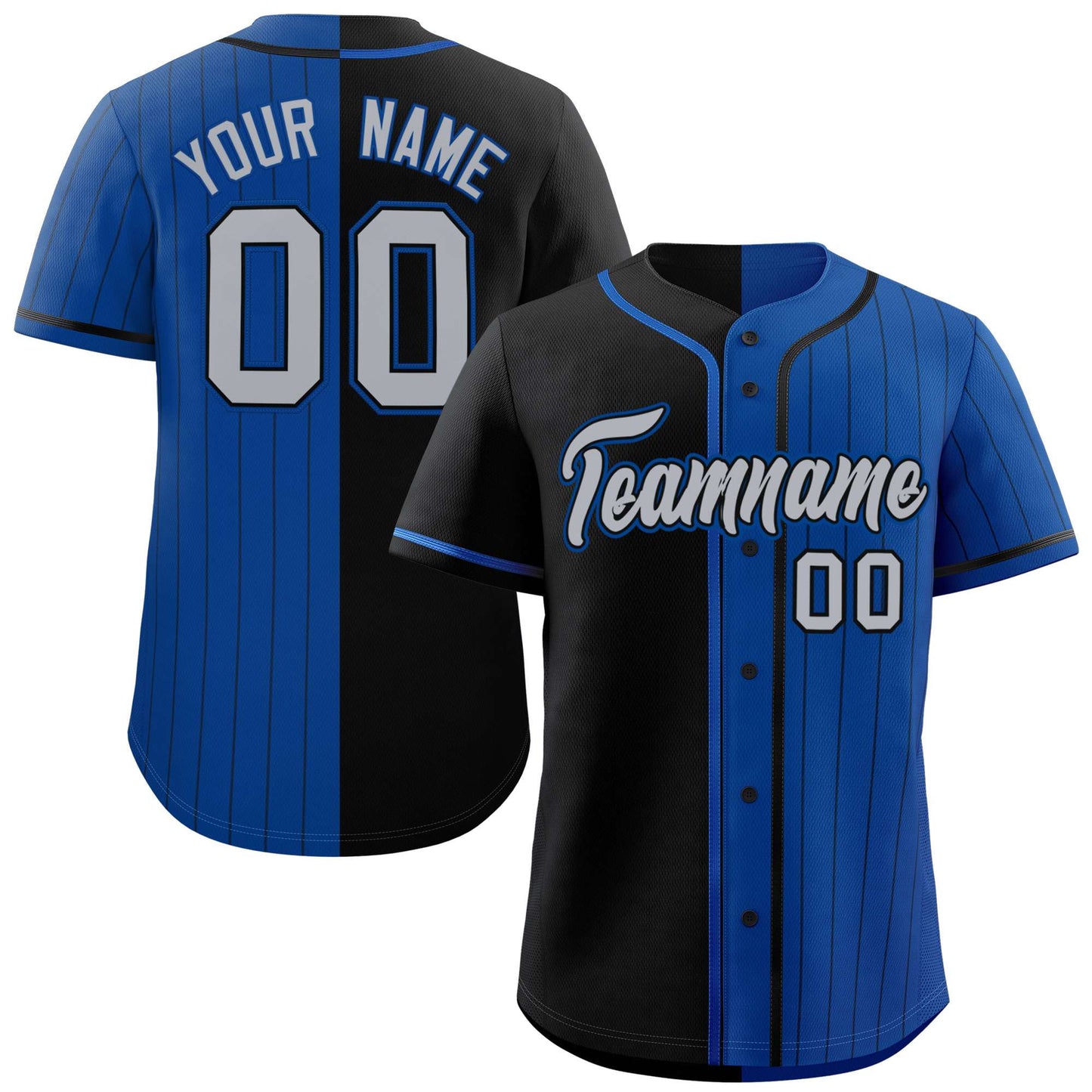 Custom Black Royal Stripe-Solid Combo Fashion Authentic Baseball Jersey