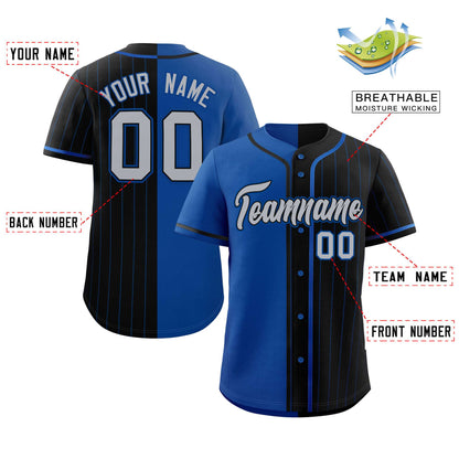 Custom Royal Black Stripe-Solid Combo Fashion Authentic Baseball Jersey