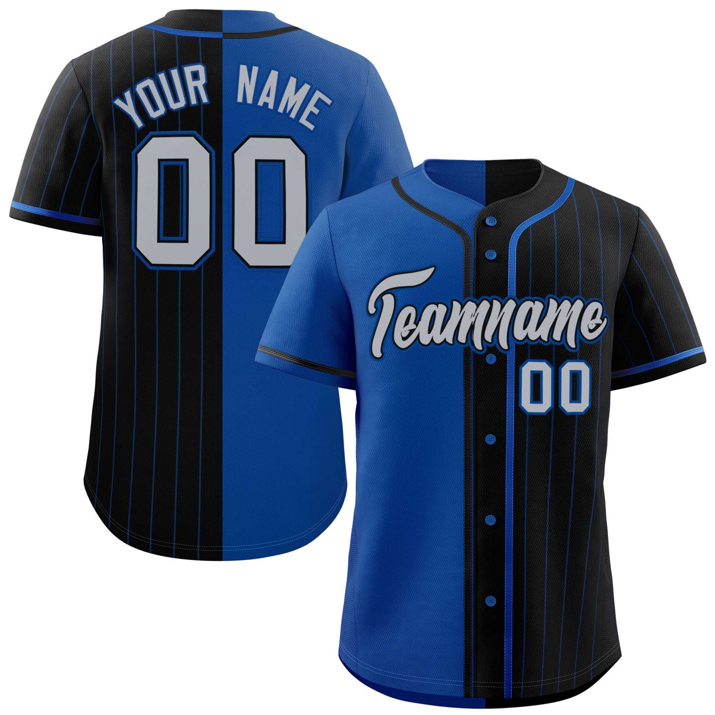 Custom Royal Black Stripe-Solid Combo Fashion Authentic Baseball Jersey