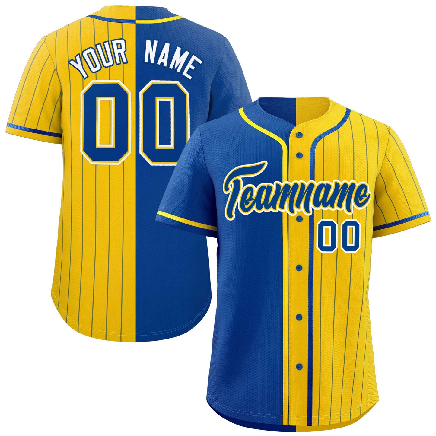 Custom Royal Gold Stripe-Solid Combo Fashion Authentic Baseball Jersey