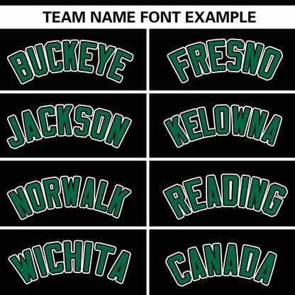 Custom Black Kelly Green Raglan Sleeves Gradient Thick Stripe Authentic Baseball Jersey