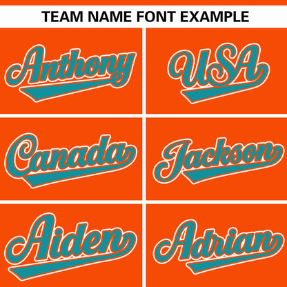 Custom Orange Aqua Raglan Sleeves Gradient Thick Stripe Authentic Baseball Jersey