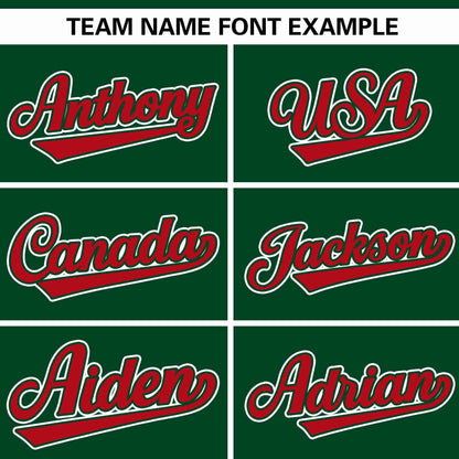 Custom Green Red Raglan Sleeves Gradient Thick Stripe Authentic Baseball Jersey