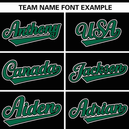 Custom Black Kelly Green Raglan Sleeves Gradient Thick Stripe Authentic Baseball Jersey