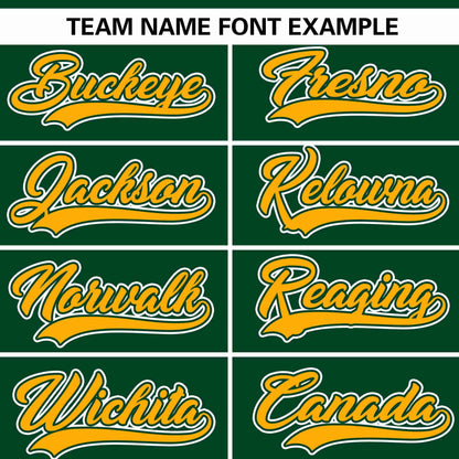 Custom Green Yellow Raglan Sleeves Gradient Thick Stripe Authentic Baseball Jersey