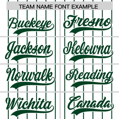 Custom White Green Pinstripe Personalized Two-Tone Authentic Baseball Jersey