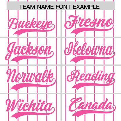 Custom White Pink Pinstripe Personalized Two-Tone Authentic Baseball Jersey