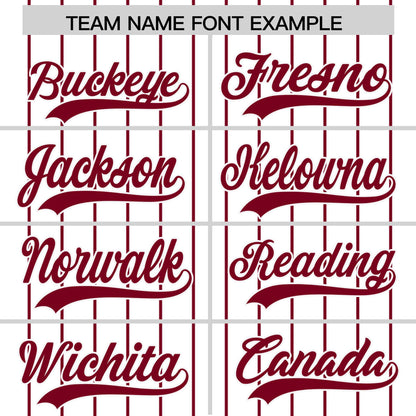 Custom White Crimson Pinstripe Personalized Two-Tone Authentic Baseball Jersey