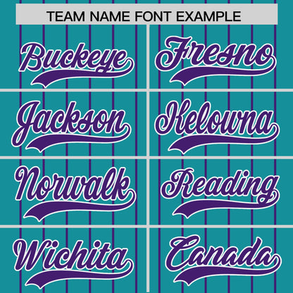 Custom Teal Purple Pinstripe Personalized Two-Tone Authentic Baseball Jersey