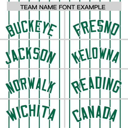 Custom White Kelly Green Pinstripe Personalized Two-Tone Authentic Baseball Jersey