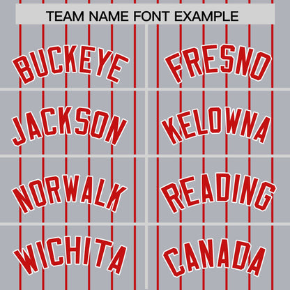 Custom Gray Red Pinstripe Personalized Two-Tone Authentic Baseball Jersey