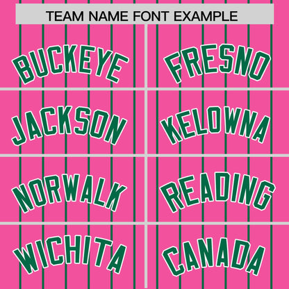 Custom Pink Kelly Green Pinstripe Personalized Two-Tone Authentic Baseball Jersey