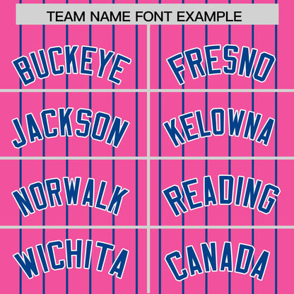 Custom Pink Royal Pinstripe Personalized Two-Tone Authentic Baseball Jersey