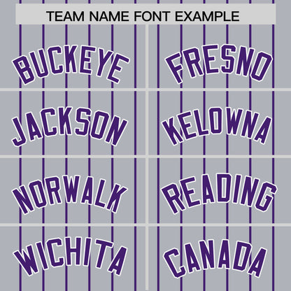 Custom Gray Purple Pinstripe Personalized Two-Tone Authentic Baseball Jersey